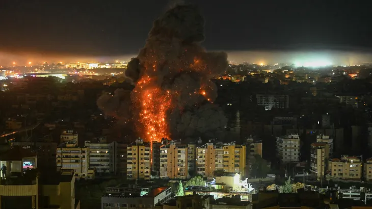 Tehran night sky explosions during heavy airstrikes on Iran