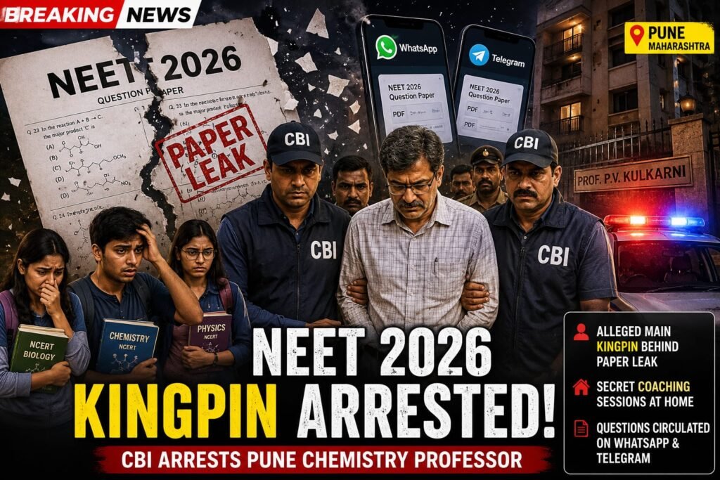 CBI arrests a Pune chemistry professor accused of masterminding the NEET 2026 paper leak.