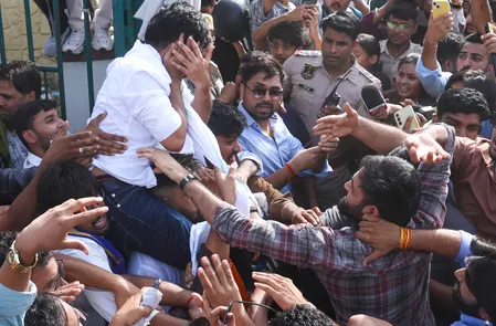 Abhijeet Dipke during a youth protest in Jaipur amid NEET paper leak demonstrations