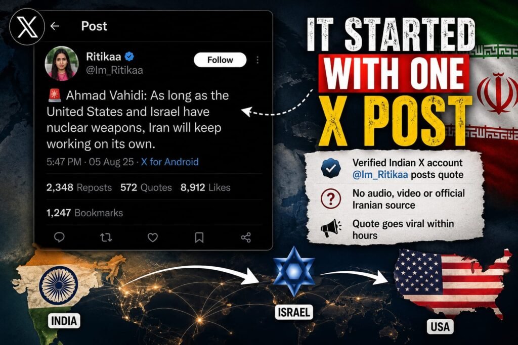 A disputed quote attributed to Iran’s Ahmad Vahidi spread from an Indian X account to Netanyahu and Fox News, raising questions about verification.